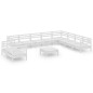 vidaXL Set Salotto da Giardino 11 pz in Legno Massello di Pino Bianco