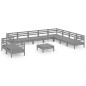 vidaXL Set Salotto da Giardino 11 pz in Legno Massello di Pino Grigio vidaXL Set Salotto da Giardino 11 pz in Legno Massello di Pino Grigio