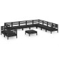 vidaXL Set Salotto da Giardino 11 pz in Legno Massello di Pino Nero vidaXL Set Salotto da Giardino 11 pz in Legno Massello di Pino Nero