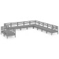 vidaXL Set Salotto da Giardino 11 pz in Legno Massello di Pino Grigio vidaXL Set Salotto da Giardino 11 pz in Legno Massello di Pino Grigio