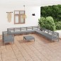 vidaXL Set Salotto da Giardino 12 pz in Legno Massello di Pino Grigio vidaXL Set Salotto da Giardino 12 pz in Legno Massello di Pino Grigio