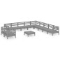 vidaXL Set Salotto da Giardino 12 pz in Legno Massello di Pino Grigio vidaXL Set Salotto da Giardino 12 pz in Legno Massello di Pino Grigio