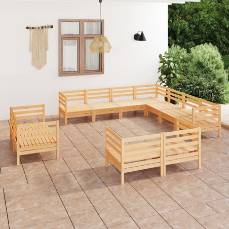 vidaXL Set Salotto da Giardino 11 pz in Legno Massello di Pino
