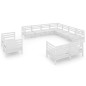 vidaXL Set Salotto da Giardino 11 pz in Legno Massello di Pino Bianco