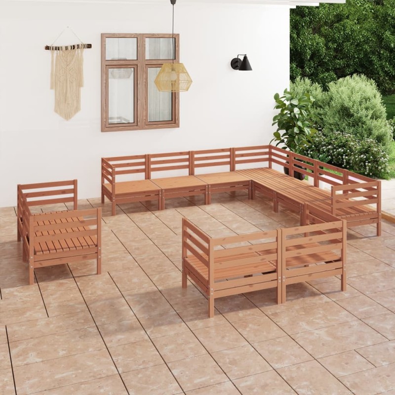 vidaXL Set Salotto da Giardino 11 pz in Legno Massello di Pino Miele vidaXL Set Salotto da Giardino 11 pz in Legno Massello di Pino Miele