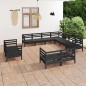 vidaXL Set Salotto da Giardino 11 pz in Legno Massello di Pino Nero vidaXL Set Salotto da Giardino 11 pz in Legno Massello di Pino Nero