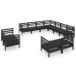 vidaXL Set Salotto da Giardino 11 pz in Legno Massello di Pino Nero vidaXL Set Salotto da Giardino 11 pz in Legno Massello di Pino Nero
