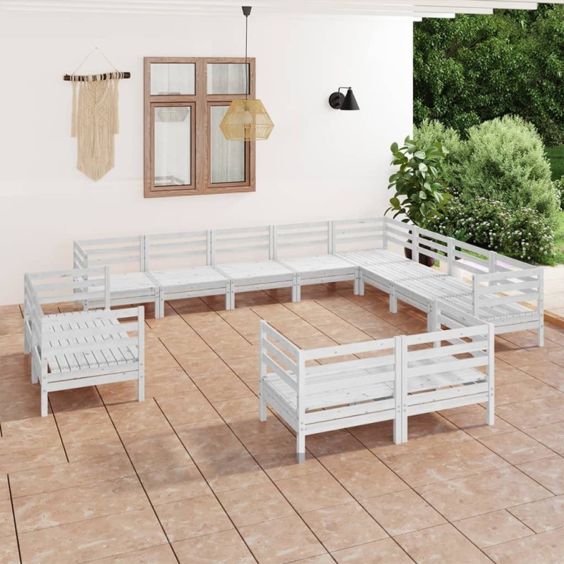 vidaXL Set Salotto da Giardino 12 pz in Legno Massello di Pino Bianco vidaXL Set Salotto da Giardino 12 pz in Legno Massello di Pino Bianco