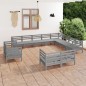 vidaXL Set Salotto da Giardino 12 pz in Legno Massello di Pino Grigio vidaXL Set Salotto da Giardino 12 pz in Legno Massello di Pino Grigio