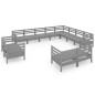 vidaXL Set Salotto da Giardino 12 pz in Legno Massello di Pino Grigio vidaXL Set Salotto da Giardino 12 pz in Legno Massello di Pino Grigio