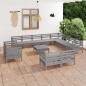 vidaXL Set Salotto da Giardino 13 pz in Legno Massello di Pino Grigio vidaXL Set Salotto da Giardino 13 pz in Legno Massello di Pino Grigio