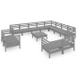 vidaXL Set Salotto da Giardino 13 pz in Legno Massello di Pino Grigio vidaXL Set Salotto da Giardino 13 pz in Legno Massello di Pino Grigio