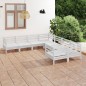 vidaXL Set Salotto da Giardino 8 pz in Legno Massello di Pino Bianco vidaXL Set Salotto da Giardino 8 pz in Legno Massello di Pino Bianco
