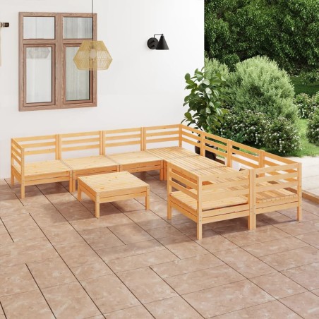 vidaXL Set Salotto da Giardino 9 pz in Legno Massello di Pino