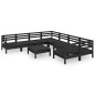 vidaXL Set Salotto da Giardino 9 pz Nero in Legno Massello di Pino