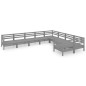 vidaXL Set Salotto da Giardino 9 pz Grigio in Legno Massello di Pino vidaXL Set Salotto da Giardino 9 pz Grigio in Legno Massello di Pino