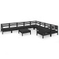 vidaXL Set Salotto da Giardino 10 pz Nero in Legno Massello di Pino
