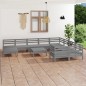 vidaXL Set Salotto da Giardino 11 pz in Legno Massello di Pino Grigio vidaXL Set Salotto da Giardino 11 pz in Legno Massello di Pino Grigio