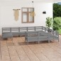 vidaXL Set Salotto da Giardino 11 pz Grigio in Legno Massello di Pino vidaXL Set Salotto da Giardino 11 pz Grigio in Legno Massello di Pino