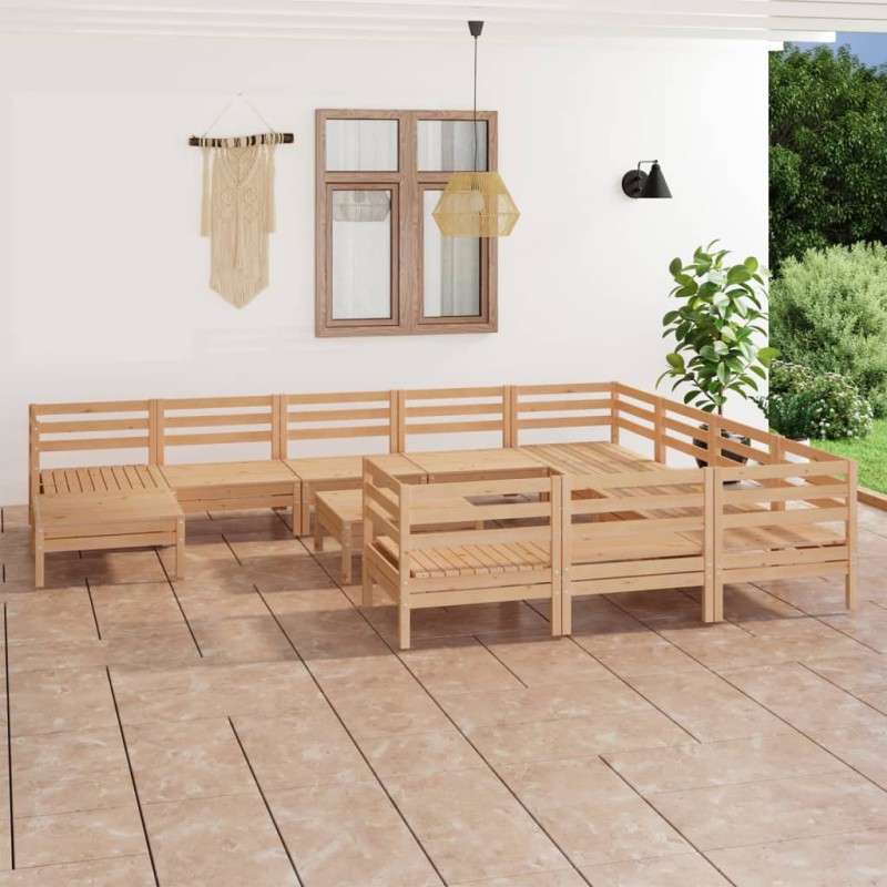 vidaXL Set Salotto da Giardino 12 pz in Legno Massello di Pino