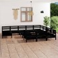 vidaXL Set Salotto da Giardino 12 pz Nero in Legno Massello di Pino vidaXL Set Salotto da Giardino 12 pz Nero in Legno Massello di Pino