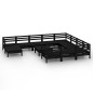 vidaXL Set Salotto da Giardino 12 pz Nero in Legno Massello di Pino vidaXL Set Salotto da Giardino 12 pz Nero in Legno Massello di Pino