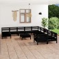 vidaXL Set Salotto da Giardino 12 pz Nero in Legno Massello di Pino vidaXL Set Salotto da Giardino 12 pz Nero in Legno Massello di Pino