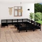 vidaXL Set Salotto da Giardino 13 pz Nero in Legno Massello di Pino vidaXL Set Salotto da Giardino 13 pz Nero in Legno Massello di Pino