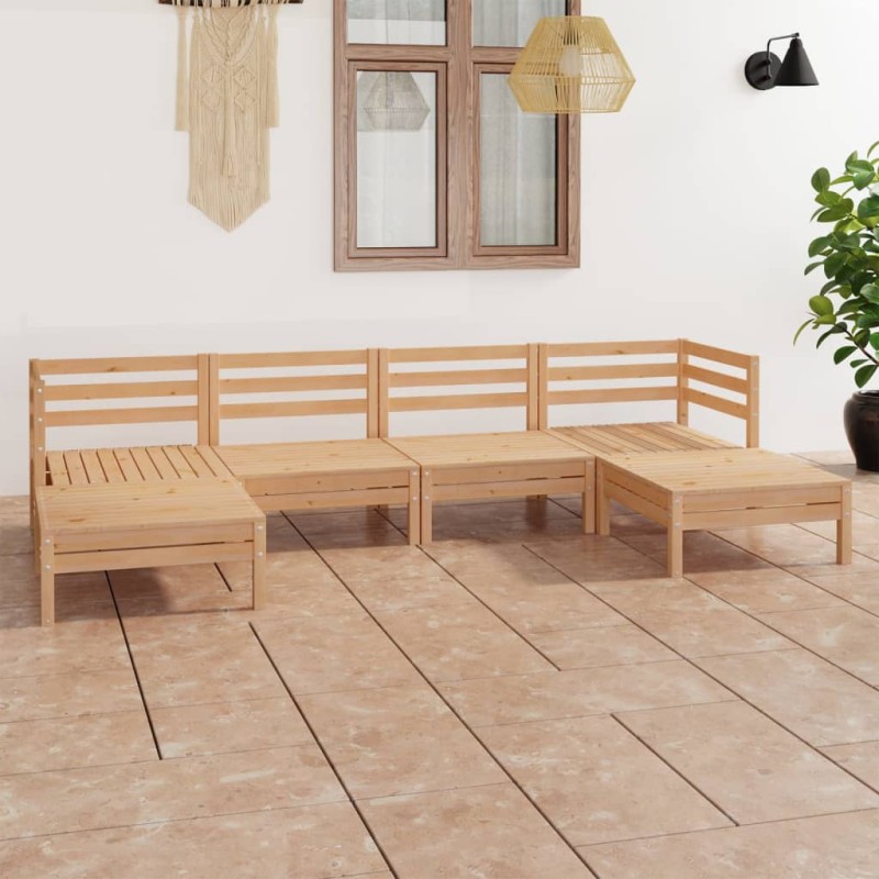 vidaXL Set Salotto da Giardino 6 pz in Legno Massello di Pino vidaXL Set Salotto da Giardino 6 pz in Legno Massello di Pino