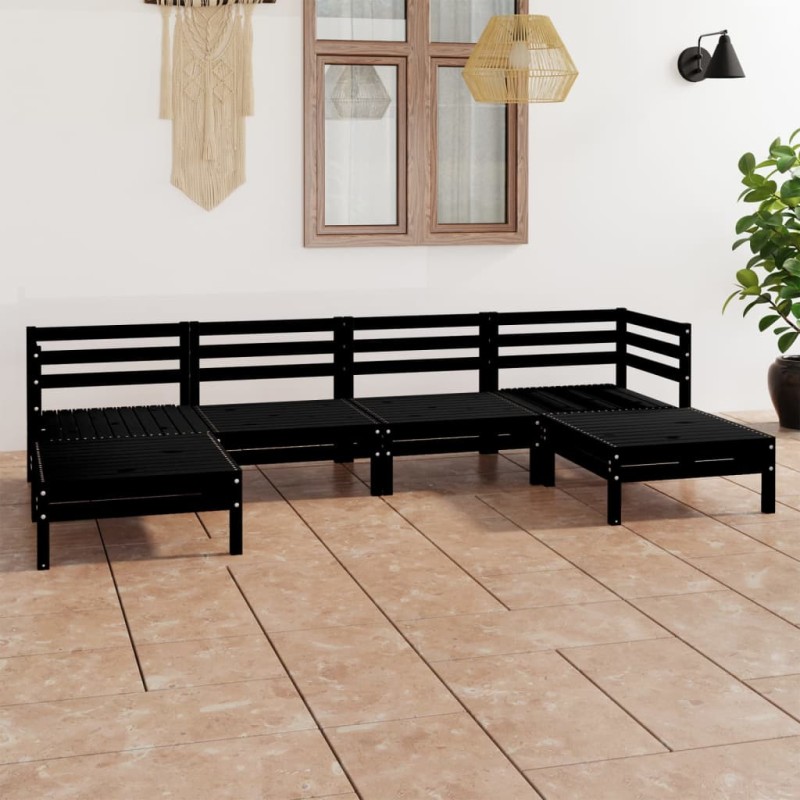 vidaXL Set Salotto da Giardino 6 pz in Legno Massello di Pino Nero vidaXL Set Salotto da Giardino 6 pz in Legno Massello di Pino Nero