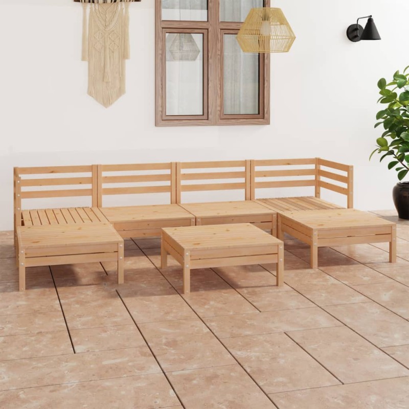 vidaXL Set Salotto da Giardino 7 pz in Legno Massello di Pino vidaXL Set Salotto da Giardino 7 pz in Legno Massello di Pino