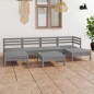 vidaXL Set Salotto da Giardino 7 pz in Legno Massello di Pino Grigio vidaXL Set Salotto da Giardino 7 pz in Legno Massello di Pino Grigio