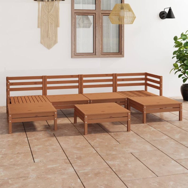 vidaXL Set Salotto da Giardino 7 pz in Legno Massello di Pino Miele vidaXL Set Salotto da Giardino 7 pz in Legno Massello di Pino Miele