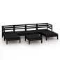 vidaXL Set Salotto da Giardino 7 pz in Legno Massello di Pino Nero