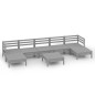 vidaXL Set Salotto da Giardino 8 pz in Legno Massello di Pino Grigio