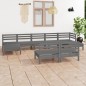 vidaXL Set Salotto da Giardino 9 pz in Legno Massello di Pino Grigio vidaXL Set Salotto da Giardino 9 pz in Legno Massello di Pino Grigio