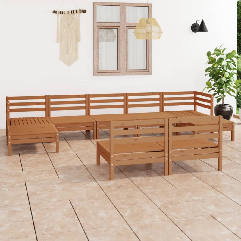 vidaXL Set Salotto da Giardino 9 pz in Legno Massello di Pino Miele vidaXL Set Salotto da Giardino 9 pz in Legno Massello di Pino Miele
