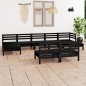vidaXL Set Salotto da Giardino 9 pz in Legno Massello di Pino Nero vidaXL Set Salotto da Giardino 9 pz in Legno Massello di Pino Nero