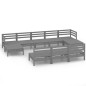 vidaXL Set Salotto da Giardino 10 pz Grigio in Legno Massello di Pino vidaXL Set Salotto da Giardino 10 pz Grigio in Legno Massello di Pino