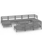 vidaXL Set Salotto da Giardino 11 pz Grigio in Legno Massello di Pino vidaXL Set Salotto da Giardino 11 pz Grigio in Legno Massello di Pino