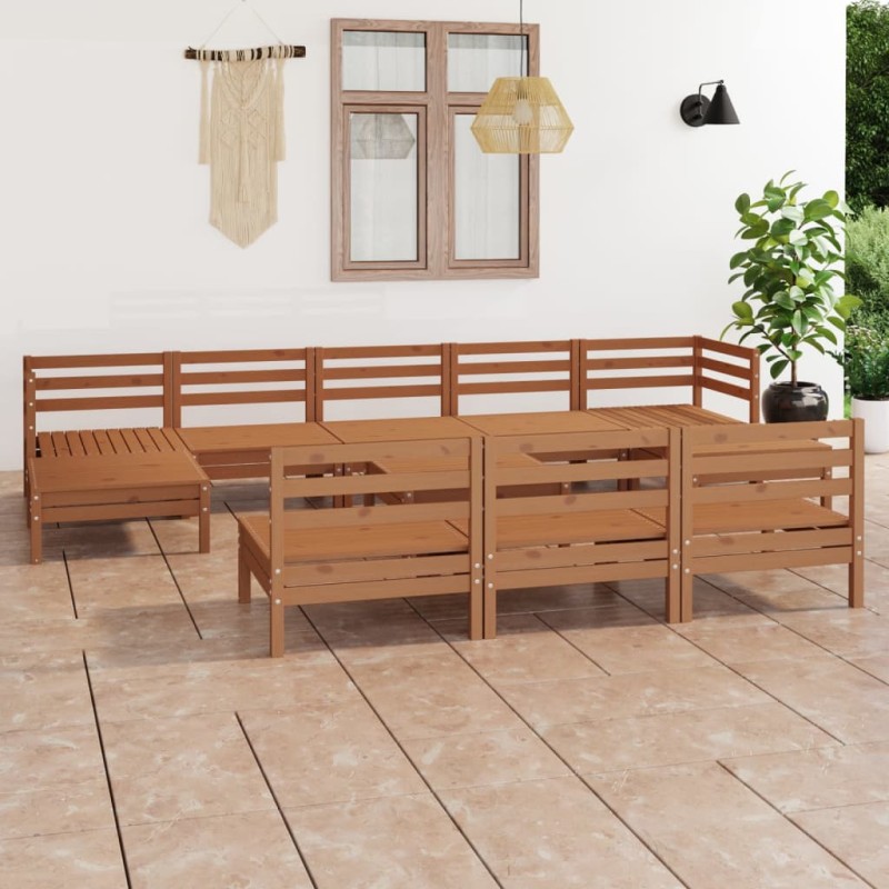 vidaXL Set Salotto da Giardino 11 pz in Legno Massello di Pino Miele vidaXL Set Salotto da Giardino 11 pz in Legno Massello di Pino Miele