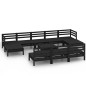 vidaXL Set Salotto da Giardino 11 pz Nero in Legno Massello di Pino