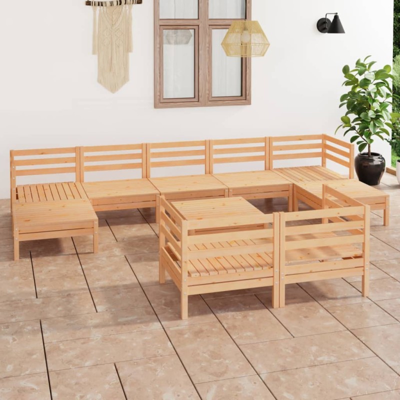 vidaXL Set Salotto da Giardino 10 pz in Legno Massello di Pino vidaXL Set Salotto da Giardino 10 pz in Legno Massello di Pino