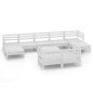 vidaXL Set Salotto da Giardino 10 pz in Legno Massello di Pino Bianco
