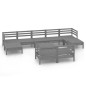 vidaXL Set Salotto da Giardino 10 pz in Legno Massello di Pino Grigio vidaXL Set Salotto da Giardino 10 pz in Legno Massello di Pino Grigio