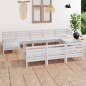 vidaXL Set Salotto da Giardino 10 pz in Legno Massello di Pino Bianco
