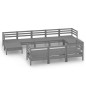 vidaXL Set Salotto da Giardino 10 pz Grigio in Legno Massello di Pino