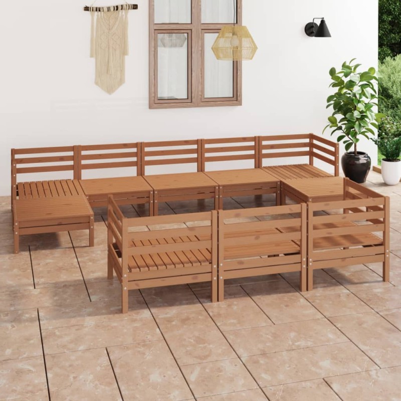 vidaXL Set Salotto da Giardino 10 pz in Legno Massello di Pino Miele vidaXL Set Salotto da Giardino 10 pz in Legno Massello di Pino Miele
