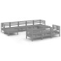 vidaXL Set Salotto da Giardino 11 pz Grigio in Legno Massello di Pino vidaXL Set Salotto da Giardino 11 pz Grigio in Legno Massello di Pino
