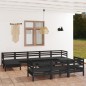 vidaXL Set Salotto da Giardino 11 pz Nero in Legno Massello di Pino vidaXL Set Salotto da Giardino 11 pz Nero in Legno Massello di Pino